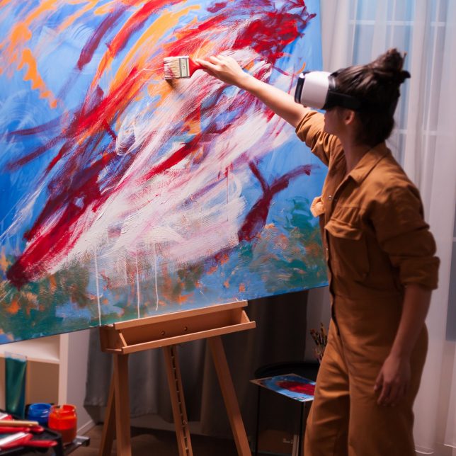 Artist wearing vr headset