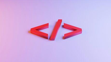 Image of two triangular brackets with a forward slash between them, indicating HTML